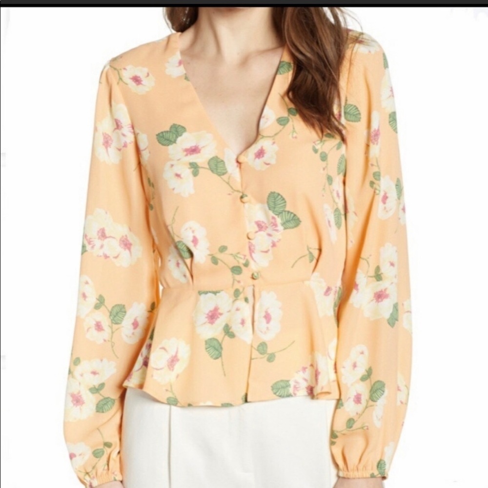 Leith peach floral blouse